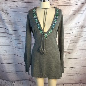 Free People Wool Blend V Neck NWOT TUNIC Dress